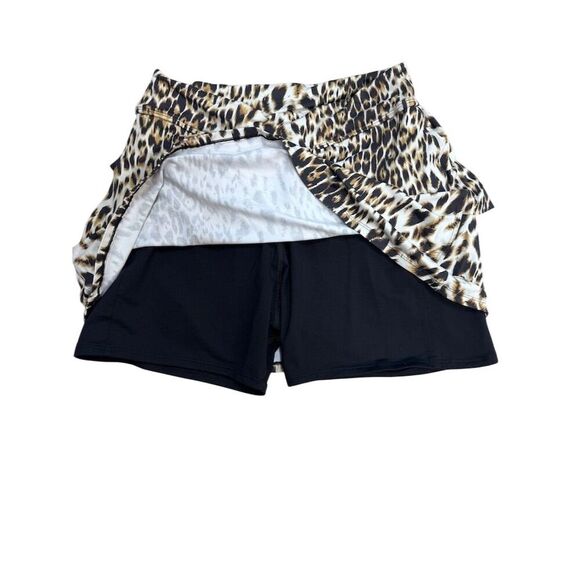 EUC Dona Jo Women's Leopard Print Shakira Ruffle Skort Size 3 - Picture 3 of 4